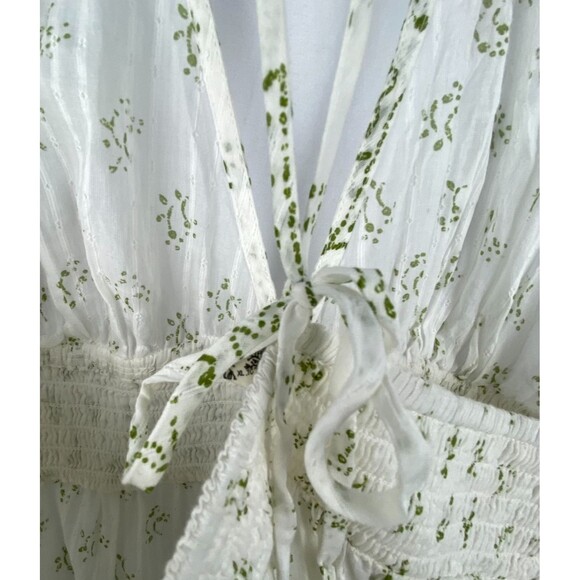 Intimately Free People Happy Hour Mini Slip Womens XL Ivory Green Tiered Smocked - Picture 7 of 15
